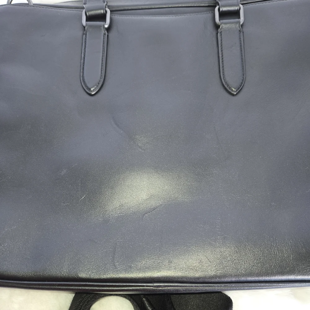 Coach Black Leather Graham Slim Briefcase with Gunmetal Accent Hardware C8170